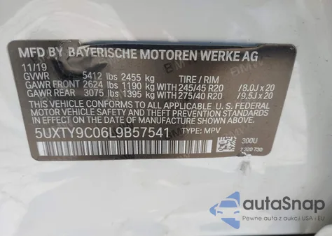 2020 BMW X3 M40I из США, поврежденный, VIN 5UXTY9C06L9B57541